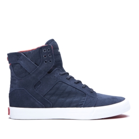 Supra Mens SKYTOP Navy/White High Top Shoes | CA-72724